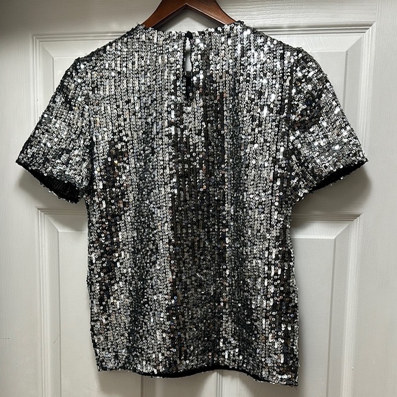 Sequin Black and Silver Women's Top - Picture 3 of 3